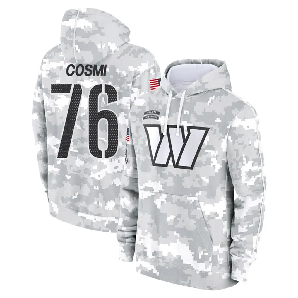 Parkc W.Commanders #76 Sam Cosmi Player Arctic Camo Limited Salute to Service Pullover Hoodies Game Stitched Jerseys