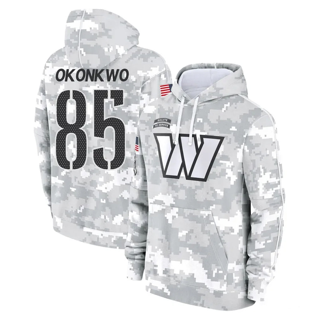 Parkc W.Commanders #85 Chig Okonkwo Player Arctic Camo Limited Salute to Service Pullover Hoodies Game Stitched Jerseys