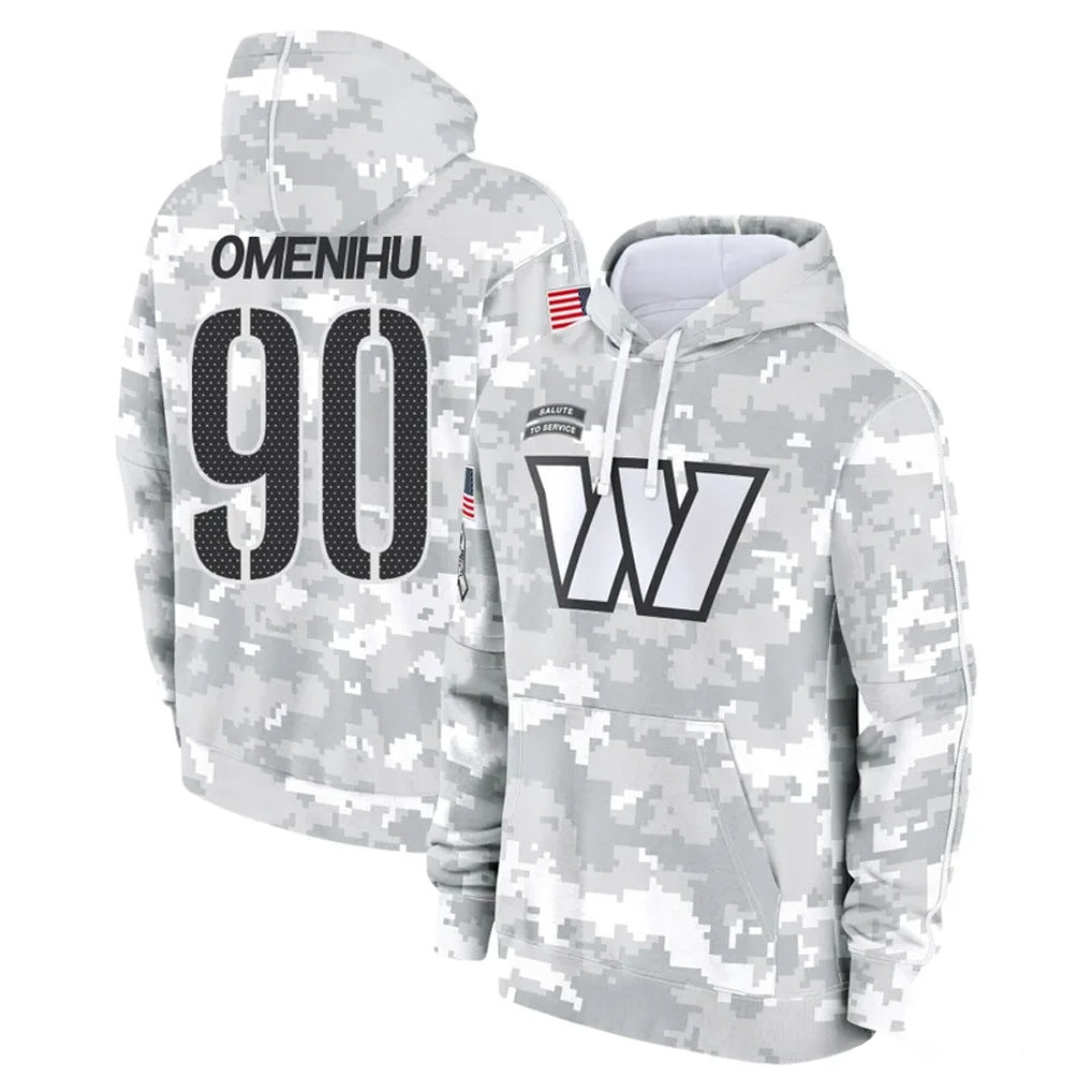 Parkc W.Commanders #90 Charles Omenihu Player Arctic Camo Limited Salute to Service Pullover Hoodies Game Stitched Jerseys