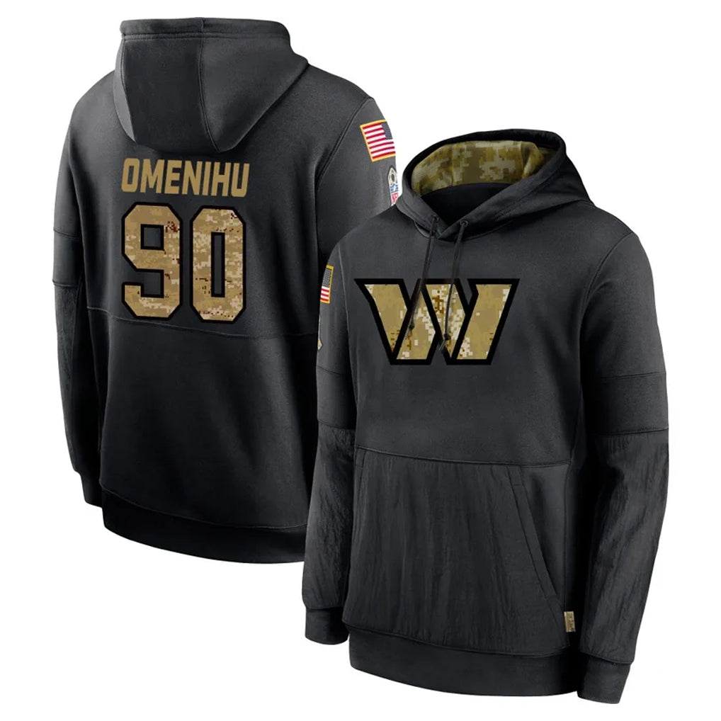 Parkc W.Commanders #90 Charles Omenihu Player Black Salute to Service Performance Pullover Hoodies Home Game Stitched Jerseys