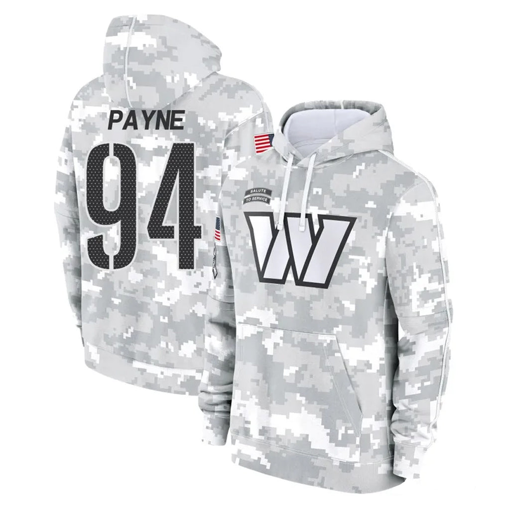 Parkc W.Commanders #94 Daron Payne Player Arctic Camo Limited Salute to Service Pullover Hoodies Game Stitched Jerseys